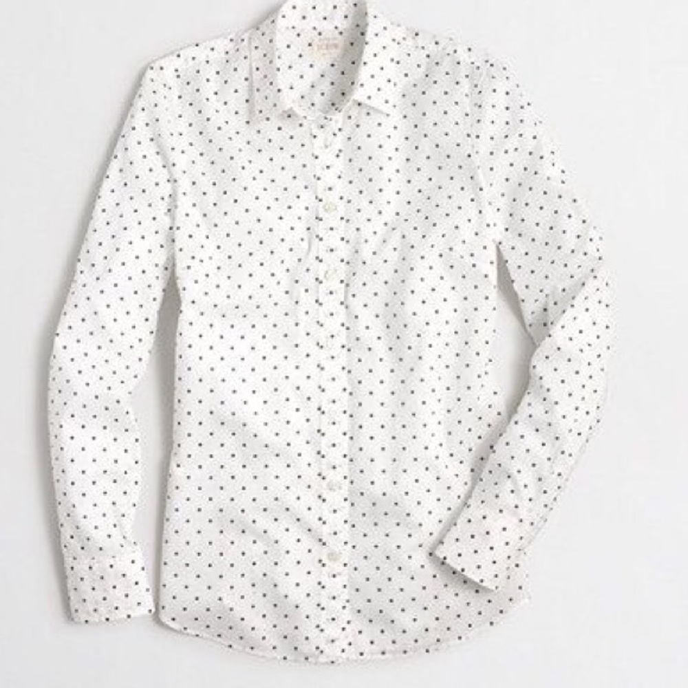 J crew black polka dot shirt